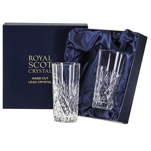Royal Scot Crystal - Edinburgh 2 Tall Tumblers (Presentation Boxed) - Fast Shipping
